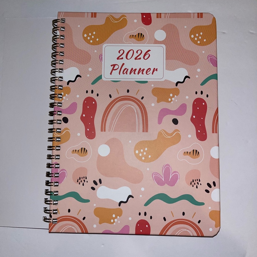 2026 Pink Abstract Home Office Planner with Stickers - Picture 2 of 6